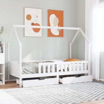 vidaXL Kinderbedframe met lades 90x190 cm massief grenenhout, 90 cm, Eenpersoons, Verzenden, Wit