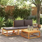 vidaXL 4-delige tuinbankset met kussens acaciahout & touw, Verzenden, Nieuw, Hardhout