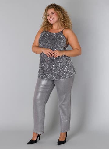 YESTA zilver glans broek Tamara Maat:, Kleding | Dames, Verzenden, Nieuw, Overige kleuren