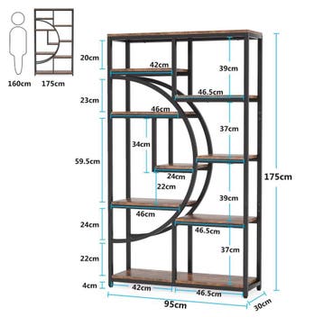 Nieuw: Industriële Boekenkast met 5 Niveaus – Hout en Metaal, Huis en Inrichting, Kasten | Boekenkasten, Verzenden, Nieuw, Met lade(s)