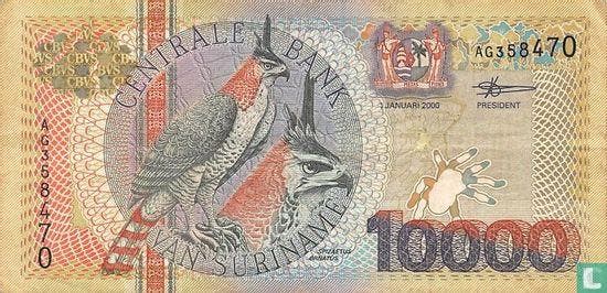 Suriname 10.000 Gulden (zilver hologram) - 2000, Postzegels en Munten, Bankbiljetten | Amerika, Los biljet, Verzenden