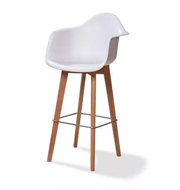 Keeve Barkruk Met Armleuning | 59x61x(h)119cm | Wit-Bruin, Verzenden, Nieuw in verpakking