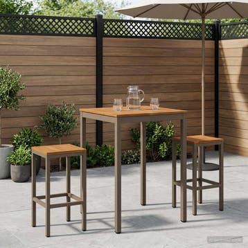 vidaXL Tuinbar Tafel Natuurlijk en Koffie 70 x 68,5 x 105 cm, Verzenden, Nieuw