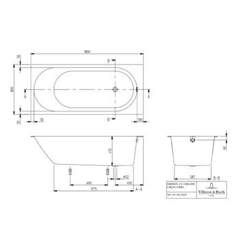 Ligbad Villeroy & Boch Oberon Quaryl 180 x 80 Met Poten, Ophalen of Verzenden, Nieuw