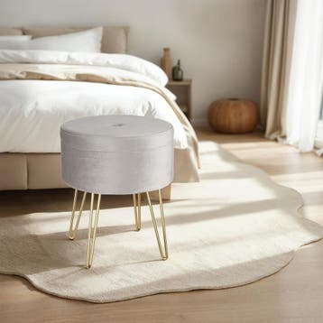 Hocker Ava gestoffeerd in fluweellook 300kg met opbergruimte, Verzenden, Nieuw