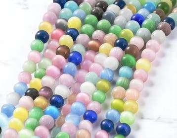 20 x Cateye glaskralen rond mix 4mm gat: 0,7mm, Ophalen of Verzenden, Nieuw, Kraal