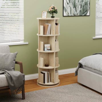 Roterende Boekenkast 4 Nivaeus | Licht Eiken of Witte kast, Huis en Inrichting, Kasten | Boekenkasten, Verzenden, Nieuw