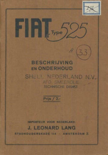 1929 Fiat 525 Instructieboekje, Auto diversen, Handleidingen en Instructieboekjes, Verzenden