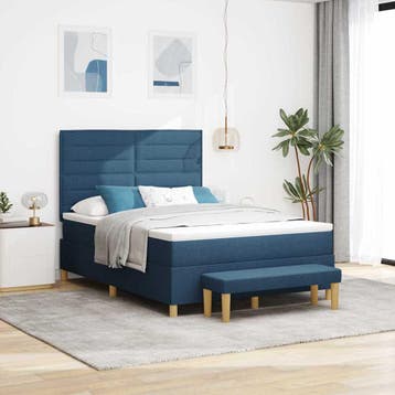 vidaXL Boxspring bed met hoofdeinde Blauw 190 x 140 cm Stof, Verzenden, Nieuw, Blauw