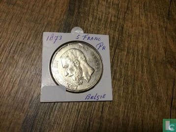 België 5 francs 1873 (positie A - lange PROTEGE), Postzegels en Munten, Munten | België, Verzenden, Losse munt, Goud