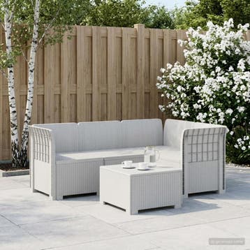 vidaXL 4-Zits Tuin Sofa Rattan Look PP Wit, Verzenden, Nieuw