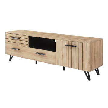 Tv-meubel Noppen 150x38x49 cm eikenkleurig en zwart [en.casa, Huis en Inrichting, Verzenden, Nieuw