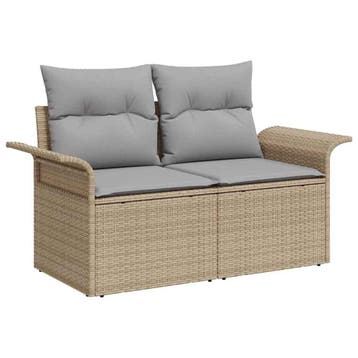 vidaXL Tuin Sofa Set 6 st Beige Poly riet, Verzenden, Nieuw, Rotan, 6 zitplaatsen