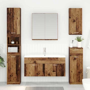 vidaXL Wastafelkast Oudhout Bewerkt hout, Verzenden, Nieuw