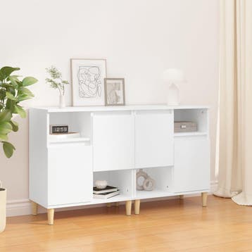 vidaXL Dressoirs 2 st 60x35x70 cm bewerkt hout wit, Verzenden, Nieuw, Overige houtsoorten, Minder dan 50 cm