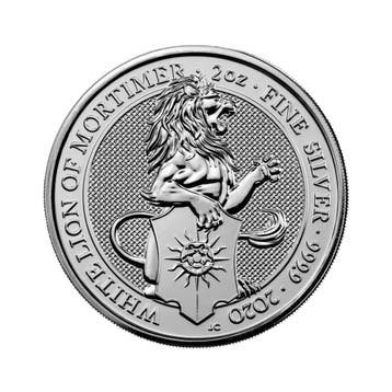 Zilveren munt Queens Beasts White Lion 2020 2 troy ounce, Verzenden