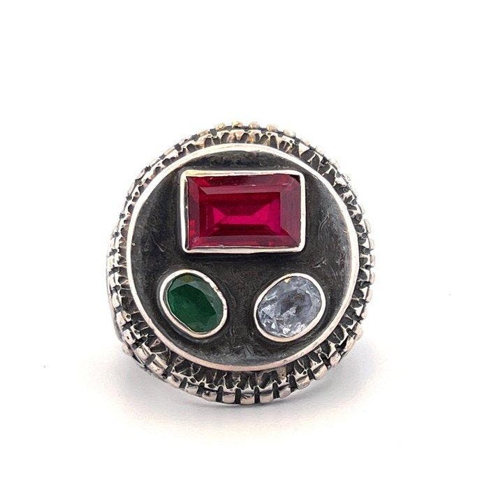 Ring Zilver - 7.00ct. tw. Robijn - Saffier -, Sieraden, Tassen en Uiterlijk, Ringen