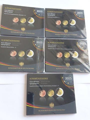 Duitsland. Proof Set 2015 A,D,F,G,J (5 sets) (Zonder