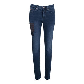 MAC • Rich Slim glitter patch jeans • 36, Verzenden, Nieuw, Blauw