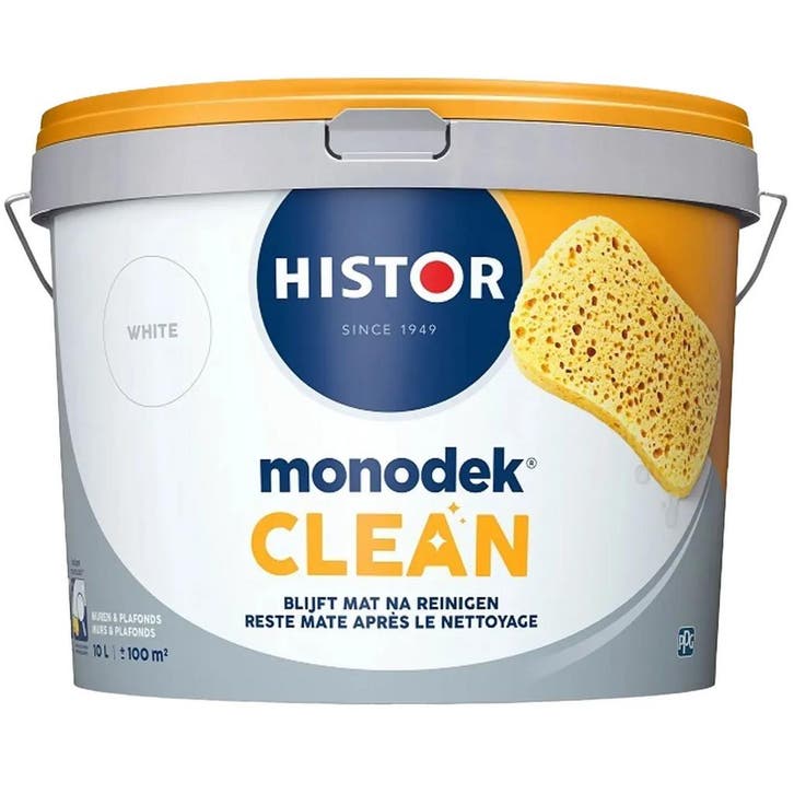Histor Monodek Clean Muurverf Mat RAL 9016 | Verkeerswit, Doe-het-zelf en Verbouw, Verf, Beits en Lak, Verf, Wit, Nieuw, Minder dan 5 liter