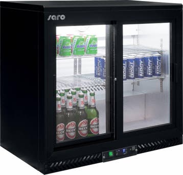 Bar Koelkast Zwart met schuifdeuren - 2 Jaar Garantie Saro, Verzenden, Nieuw in verpakking