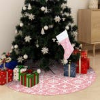 vidaXL Kerstboomrok luxe met sok 122 cm stof roze, Diversen, Kerst, Verzenden, Nieuw