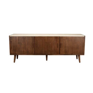 *WOONWINKEL* Dutchbone Arda Dressoir Walnoot En Travertin, Huis en Inrichting, Kasten | Dressoirs, Verzenden, Nieuw