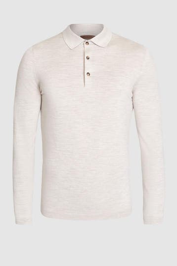 STILE LATINO superfijne merino wollen polo longsleeves, Ophalen of Verzenden, Nieuw, Beige, STILE LATINO
