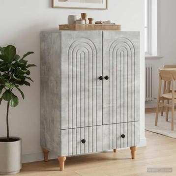 vidaXL Dressoir Betongrijs 66 x 34,5 x 95 cm Bewerkt hout, Huis en Inrichting, Verzenden, Nieuw, Overige houtsoorten, Minder dan 50 cm