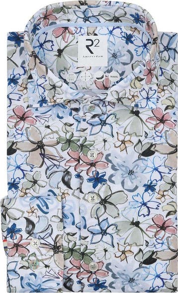 R2 Overhemd Sorona Flower Print Multicolour maat 43 Heren, Verzenden, Nieuw, R2 Amsterdam