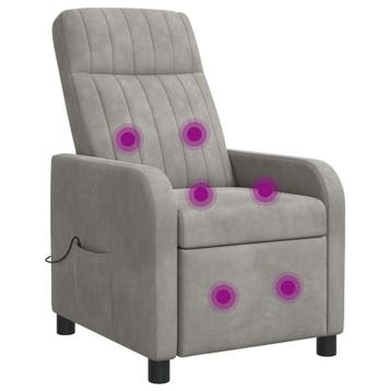 vidaXL Massage Recliner Lichtgrijs fluweel, Verzenden, Nieuw