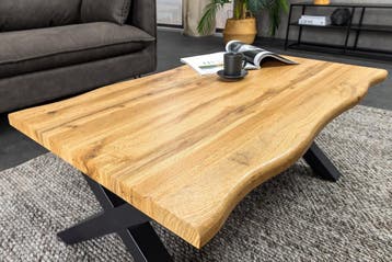 Industriële salontafel WILD 90cm bruin wild eiken look zwart, Huis en Inrichting, Tafels | Salontafels, Ophalen of Verzenden, Nieuw