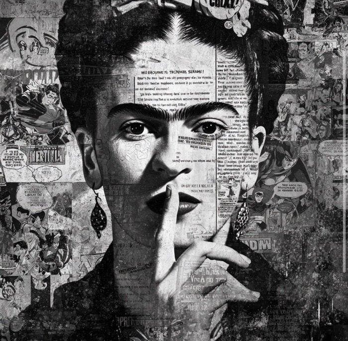 EMIR BERCUTTE - FRIDA CHUT! - Toile L, Antiek en Kunst, Kunst | Designobjecten