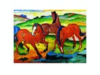 Kunstdruk Franz Marc - Die großen roten Pferde 71x56cm, Verzenden, Nieuw