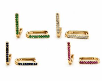 Oorbellen - 14 karaat Geel goud - 0.46ct. tw. Smaragd, Nieuw