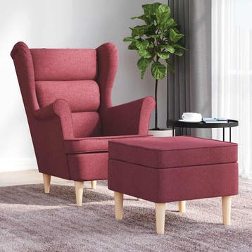 vidaXL Fauteuil met voetenbankje stof wijnrood, Huis en Inrichting, Fauteuils, Verzenden, Nieuw
