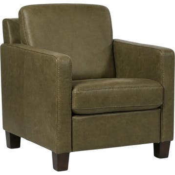 Leren fauteuil Smart - Vintage Olive (olijf/groen) - Poten, Huis en Inrichting, Nieuw, Ophalen of Verzenden, Bohemian, Eigentijds, Modern, Retro