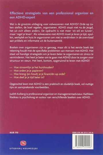 Opgeruimd leven met ADHD 9789057122446 J. Kolberg, Boeken, Verzenden, Gelezen, J. Kolberg