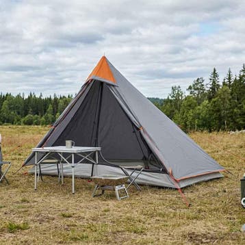 vidaXL Backpacking Tent Grijs en Oranje 222 x 85 x 125 cm, Verzenden, Nieuw, Tot en met 2