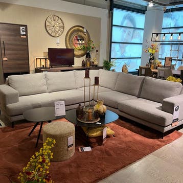 Hoekbank Acante Stof Leaf Stone - Pronto Wonen, Huis en Inrichting, Banken | Bankstellen, Hoekbank, Nieuw, Ophalen of Verzenden