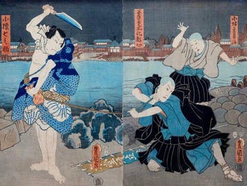 Nachtelijk gevecht - Utagawa Kunisada ( ; 1786 – 1865),