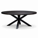 Ronde eettafel 180cm mango - walnoot - black met spinpoot, Huis en Inrichting, Tafels | Eettafels, Verzenden, 150 tot 200 cm, Rond