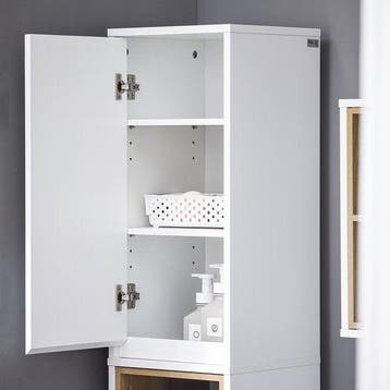 2dekans | SoBuy BZR147-W Badkamerkast - Witte Hoge Kast met, Huis en Inrichting, Ophalen of Verzenden, Zo goed als nieuw
