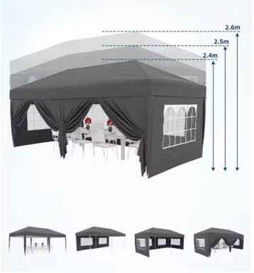 Pop-up Partytent 300x600 cm 6 Zijwanden met Wieltas, Caravans en Kamperen, Voortenten en Luifels, Verzenden, Nieuw