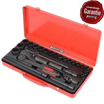 Metrische doppenset 1/2 inch  met ratel – 26 delig - zwart, Ophalen of Verzenden, Nieuw