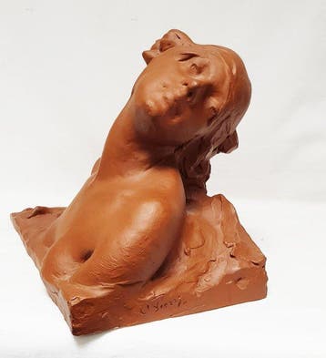 Beeld, Buste van vrouw - 25 cm - Terracotta