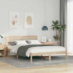 vidaXL Bedframe met hoofdeinde Bruin 140 x 220 cm Massief, Verzenden, Nieuw, Bruin, Hout