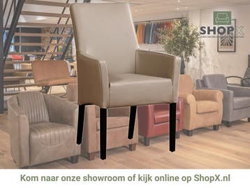 Leren eetkamerstoel Just met armleuning - Toledo Khaki, Bruin, Bohemian, Eigentijds, Klassiek, Retro, Romantisch, Scandinavisch