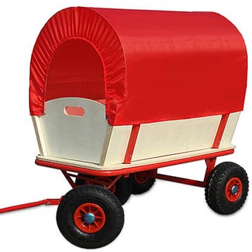 Handkar Bruin/Rood Hout 168x99x61cm met Huif (Loopwagens), Verzenden, Nieuw