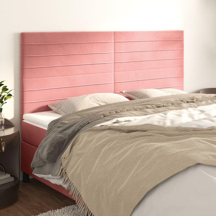 vidaXL Hoofdbord roze 180x5x118/128 cm fluweel, Huis en Inrichting, Slaapkamer | Bedden, Nieuw, Stof, Verzenden